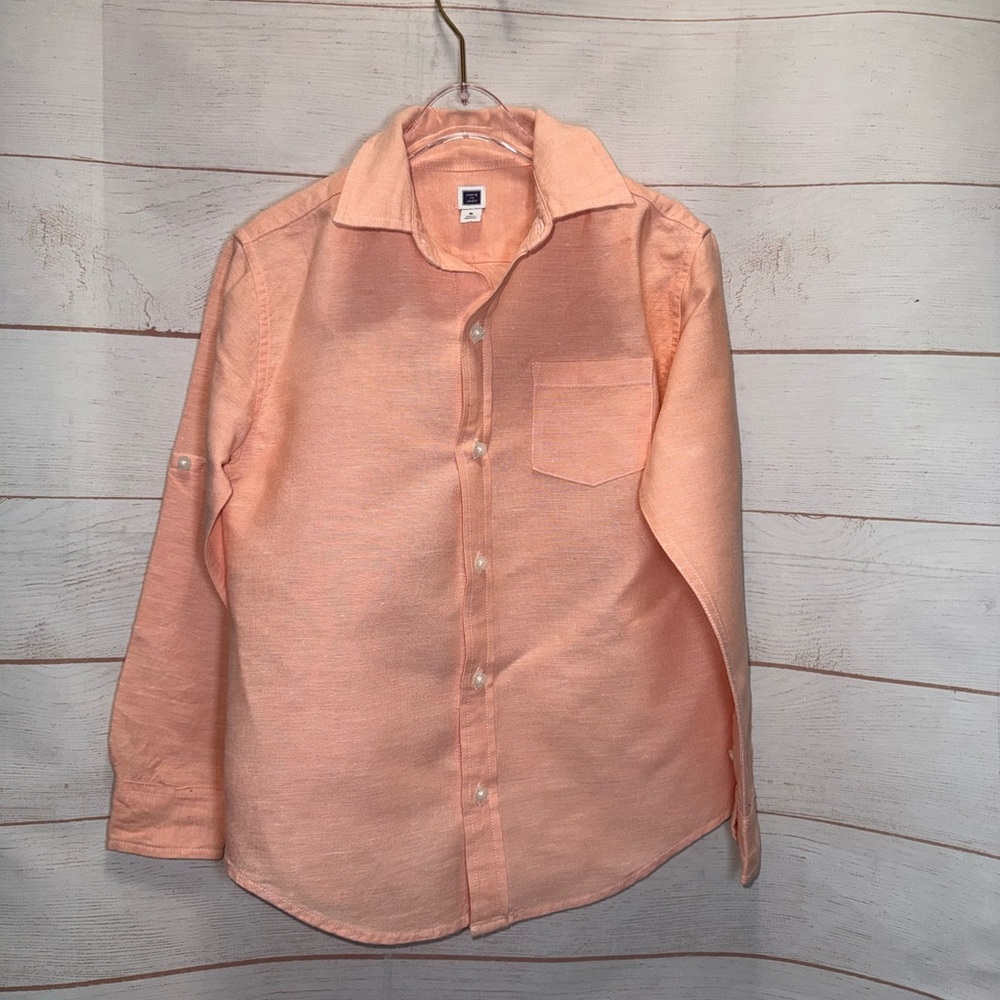 Janie and Jack Linen Orange Casual Button Down Shirt Size 6